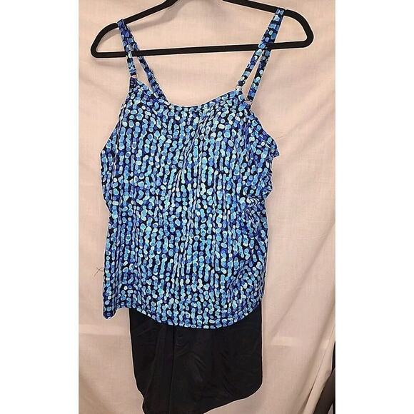 Trimshaper Swimsuit One Piece Size 16W Pink & Black Ruched Padded Bra No Tags - Picture 5 of 11